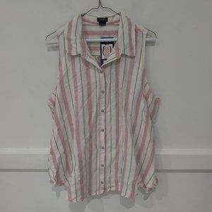 NWT Splendid Women's Lightweight Tank Top Pink/White Size L $70 8HL161